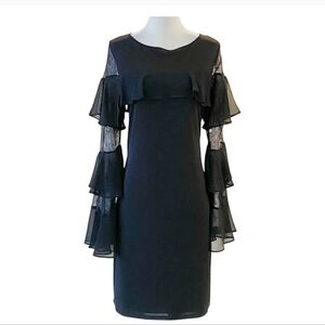 WHBM Black Bell Sleeve Lace Dress